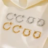 Women Fashion Tarnish Free Jewellery Double Cross Twist Earrings Titanium Steel PVD 18k Gold Earrings