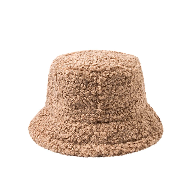 Women Hat Solid Artificial Fur Warm Female Faux Fur Winter Bucket Hat Autumn Winter Fashion Girl Outdoor Street Casual hats