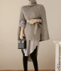 women pullover sweaters turtleneck batwing sleeve Korean style knit sweater manufacturer with belt