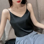 women tank top v neck  plus size silk blouse sleeveless shirt ladies tops summer camisole halter tank top 2020