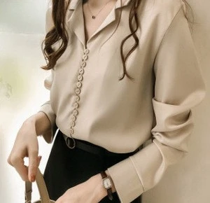 Women&#039;s blouses fall 2019 vintage long-sleeved shirts