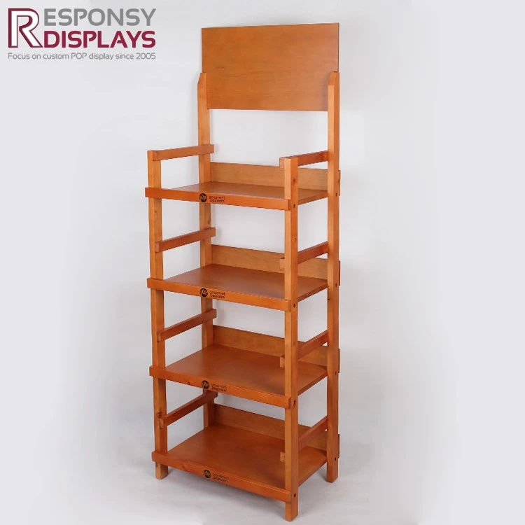 Wood in-store design hot selling wood hat rack display cup display cabinets