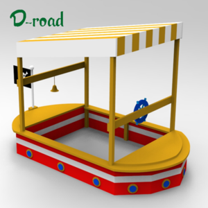 Wooden boat sandpit with roof cover
