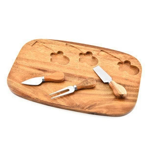 wooden breakfast board acacia wood cheese cutting board with knife set
