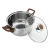 Import wooden color handle stock pot sets stainless steel saucepan milk pot with glass lid from China