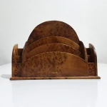 Wooden Desk Organizer, Thuya Wood Letter Rack, Hand Carved Letter Holder