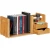 Import Wooden Tabletop Organiser Bamboo Desk Organizer With 2 Drawers Pull-out Bookshelf from China