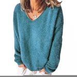 YOUGUSUI Wholesale Custom FALL/WINTER 2020 New womens cashmere sweater Solid Color v neck long sleeve loose Casual sweater