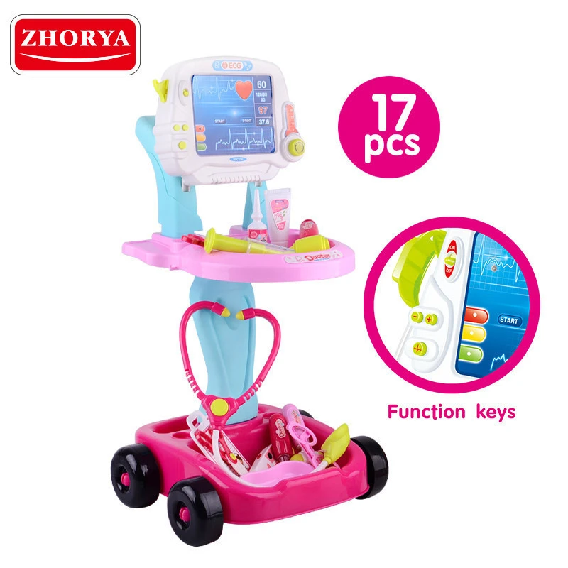 Zhorya operating table doctor toy set plastic doctor cart toy for kids