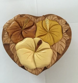 INTARSIA WOODEN PUZZLE BOX FOR JEWELRY SAVING CUSTOMIZED SIZE HAND CARVED FROM VIETNAM FACTORY