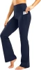 Navy blue Flare Pants High-Waisted & Polyester Gym Pants for Women | Bootcut Workout Stretch Tummy Control Pants | Su