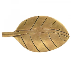 Brass leaf shaped cabinet door knob in traditional style