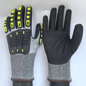 Impact Protection Gloves, ANSI A4 Cut Resistant, Sandy Nitrile Coated, Secure Grip, Safety Work Gloves, ODM