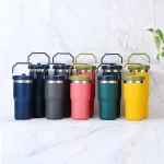 20 oz vacuum insulated water bottle with straw and handle
