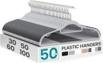 Pack of 50 Coat Hangers,Space-Saving Plastic Clothes Hangers, Non-Slip, 0.2 Inches Slim, 16.5 Inches Wide, 360° Swivel