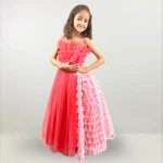 Dual Pink Ruffle Trail Gown