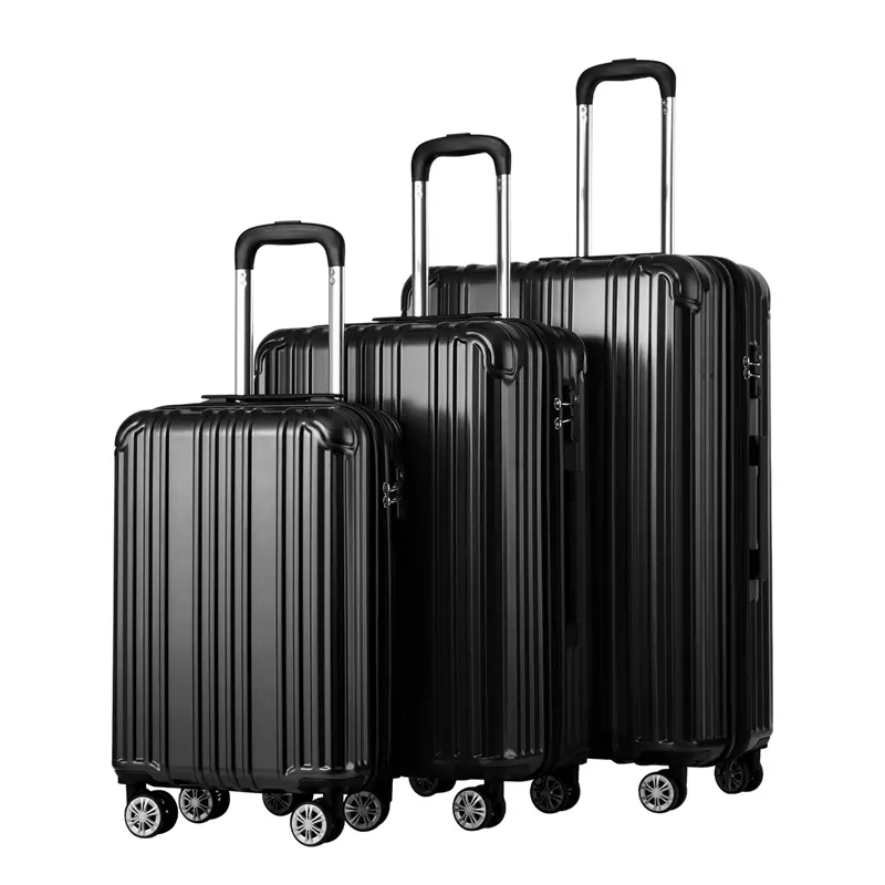 Buy Carry On 3 Piece Abs Pp Case Suitcase Travel Luggage Set For