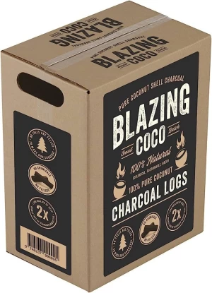 Blazing Coco Premium 20 Pound Coconut Shell Charcoal Logs - All Natural High End Grilling