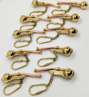 Vintage Nautical Brass Boatswain Pipe Bosun Whistle Keychain