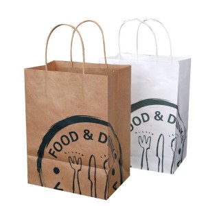 Reusable Food Take Away Grocery Party Gift Kraft Paper Bag Acceptable Customization