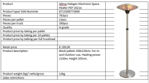 Halogen electronic space heater PEP2021E