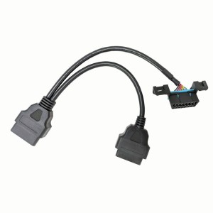OBD Y Splitter Cable, 1 Male to 2 Female Extension for GPS Tracker and Automotive Diagnostic Devices
