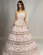 Pınk Whıte Evenıng dress
