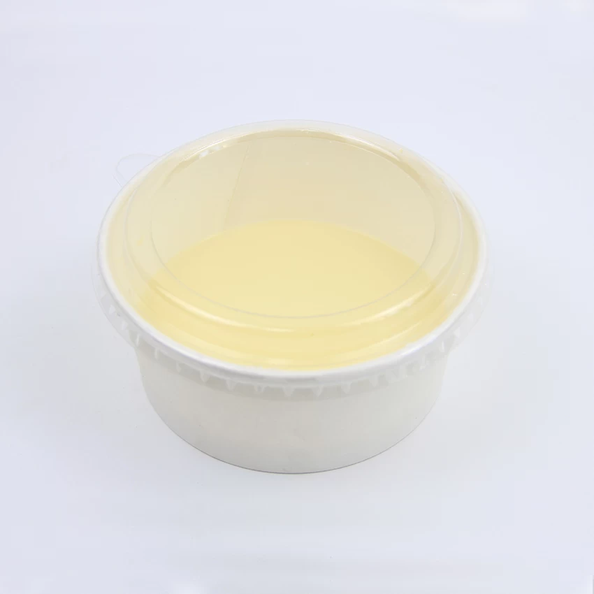 500ml 1000ml disposable custom food grade white color PE PLA coating paper salad bowl with clear lids