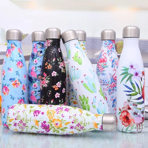 500ml banana leaf design cola bottle stainless steel insulated water bottle thermos stainless steel vacuum insulated
