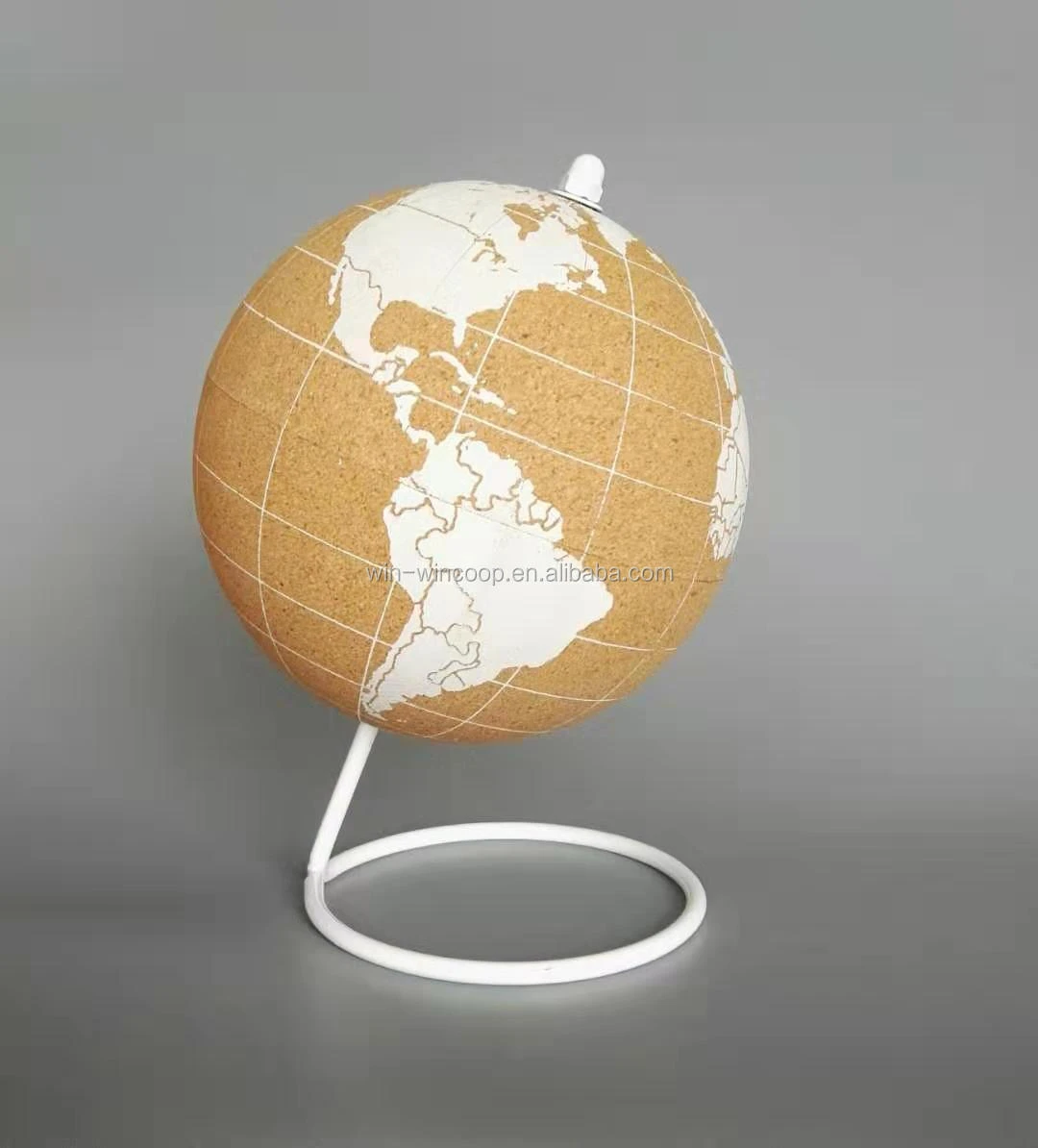 10 Inches Desktop World Globe cork material rotating with 50pcs push pins white land printing