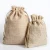 Import 10 sizes on stock plain organic Jute pouch linen bag small reusable hemp drawstring bags from China