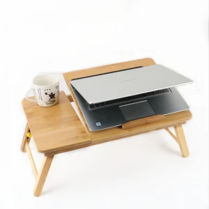 100% Bamboo Laptop Desk Table Adjustable Foldable Tray computer Bed Table