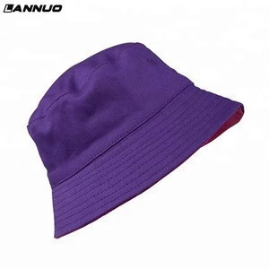100% cotton plain blank reversible kids purple bucket hat