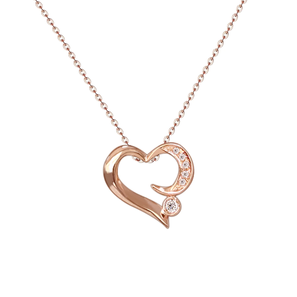 1000S Valentines Day Gift Real Diamond 18K Genuine Gold Plated Love Heart Pendant Necklace Jewelry Wholesale