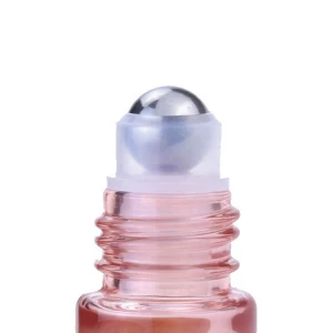 10ml Pink Glass Essential Oil Use Roll On Bottle With Roller Ball and Rose Gold Cap