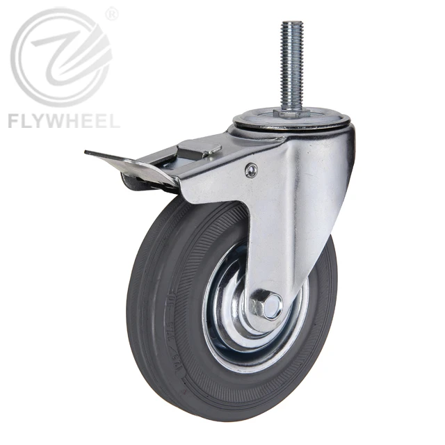11 Threaded stem gray rubber swivel caster wheels  industrial castor wheel