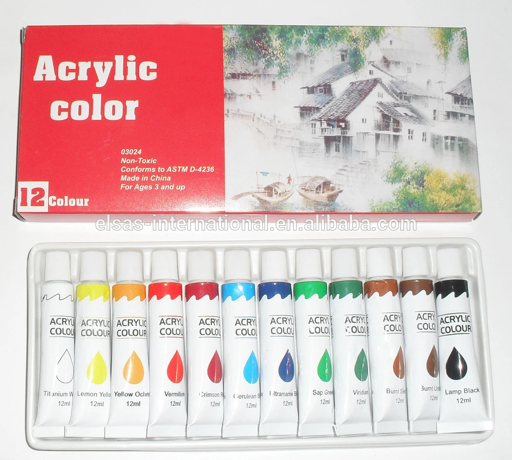 12 pcs Acrylic Paint sets pictures Color Paint water paint