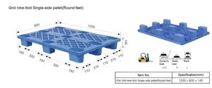 1200X1000X140mm Grid pallet PP HDPE Nine-foot Single-side plastic pallet A8# 4-way entry Square feet