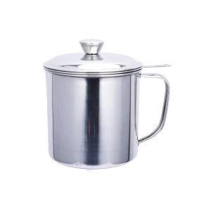 1.3l Oil Filter Pot Stainless Steel Oil Keeper Bottle Cooking Oil Filter Pot With Mesh Strainer