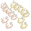 18k Gold Plated Freshwater pearl ring custom name letter open adjustable Initial rings