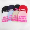 1pc Factory Directly Supply No Cuff Fold Fine Girl World Design Knitted Jacquard Beanie with Two Side Custom Letter
