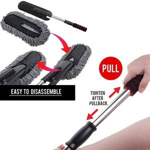 2 in 1 Telescopic Clean Microfiber Soft Hair Car Duster Wash Brush  with Long Handle
