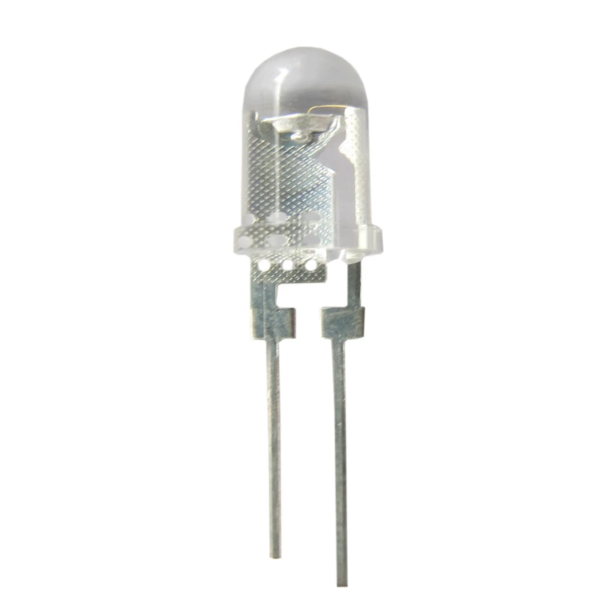 2 pin water clear RoHS Compliant through hole led emitting diode 0.5W 3000K ultra bright 5mm 05W580EW3C