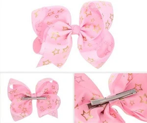 20 colors Five Point Print Pattern Boutique Grosgrain Ribbon 8" Hair Bows Alligator Clips Teens Gifts