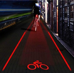 2016 new Outdoor 5 LED 2 Laser Bike Bicycle Rear Tail Lamp Bicycle LOGO Projection Lights