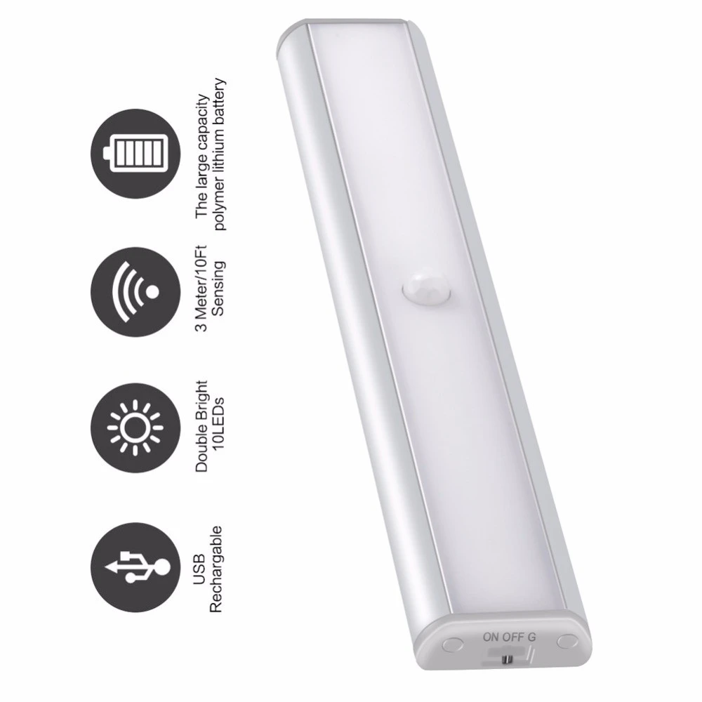2017 Popular Product LED Motion Sensor Cabinet Lights for Closet Night Under Cabinet Lighting USB Rechargeable