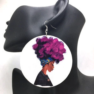 2017 Printing African Natural Hair Earrings