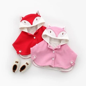 2018 Newborn Baby Fox Modeling Coat Infant Girl Hoodie Poncho Single Button Baby Thick Cloak