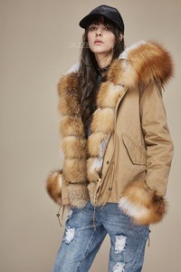 2018 Winter 100%Cotton Faux Fur Lining Hooded Women Coat