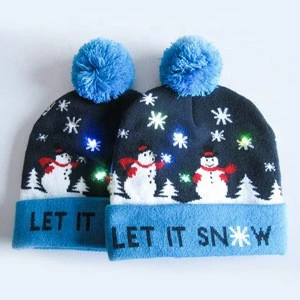 2019 Christmas Custom Led Knitted Hat/ Led Beanie Hat/ Led Winter Hat